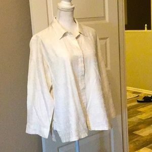 White, Southwest, silk Chico’s blouse.